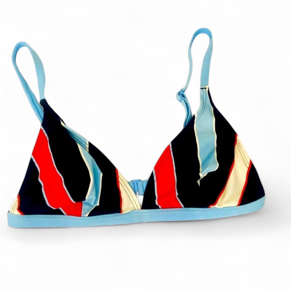 TOMMY HILFIGER Y2K RED WHITE BLUE STRIPED BIKINI TOP SIZE MEDIUM BEACH POOL SWIM